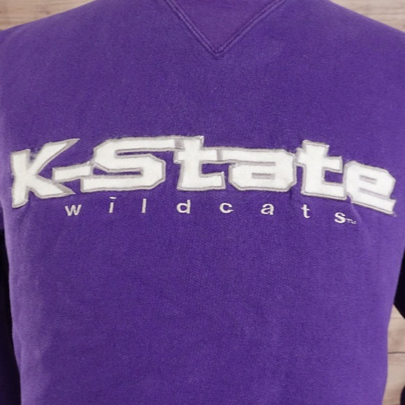 VINTAGE KANSAS STATE K-STATE WILDCATS EMBROIDERED CREW NECK SWEATSHIRT SZ L - Picture 2 of 9